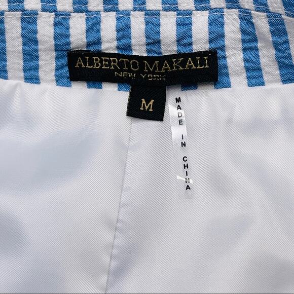 Alberto Makali open shoulder seersucker stripe blue white blazer - Picture 11 of 13